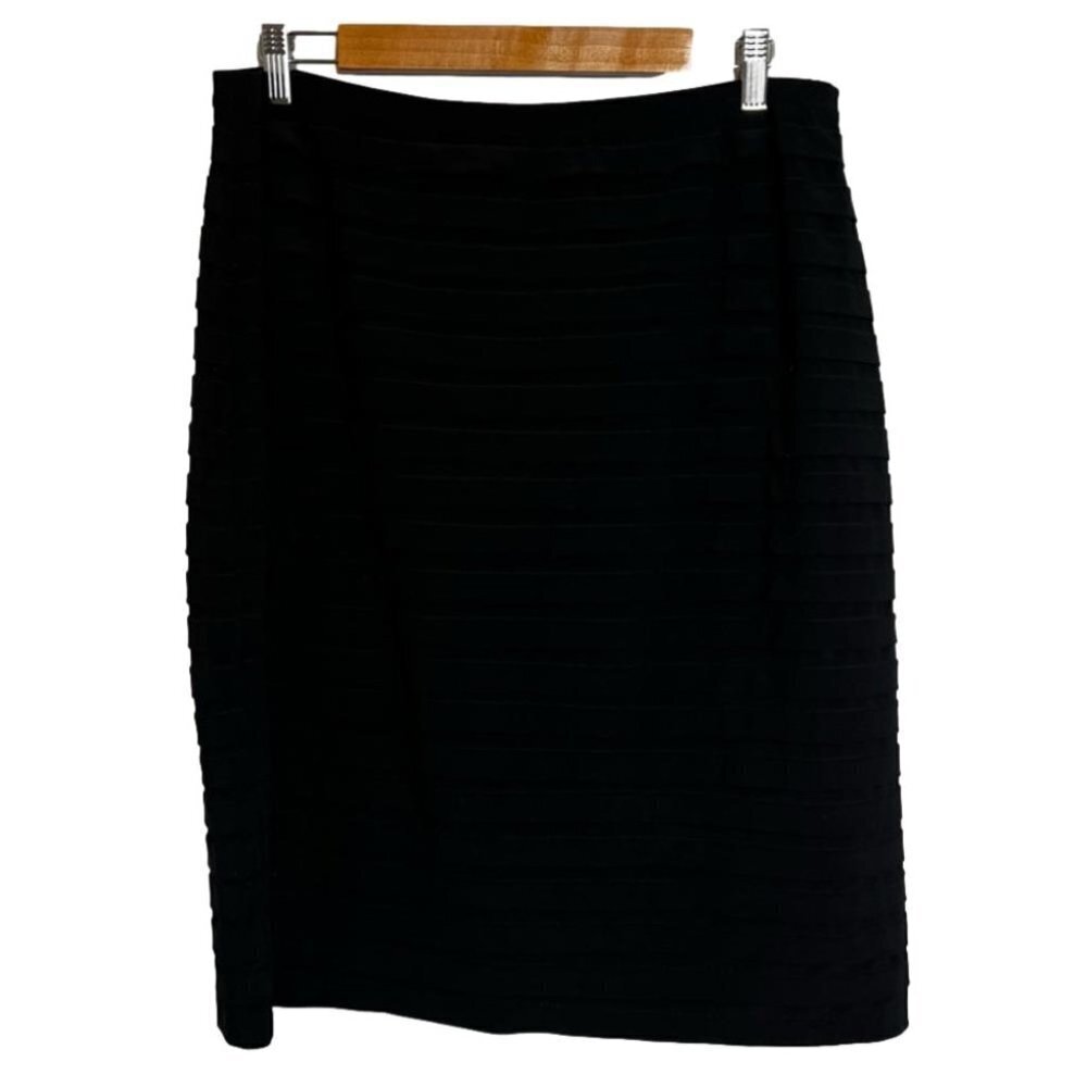 Scarlett Nite Woman Size 14W Black Tiered Pencil Skirt Stretch Pull On Knee